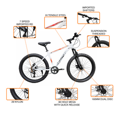 CROW - ATOM PRO 7 Speed Gear Cycle for Boys |29" T Cycle for Boys 12 to 15 Years| Bicycle for Men Adult |MTB with Front Suspension & Dual disc Brakes | Unisex 29" INCH MTB