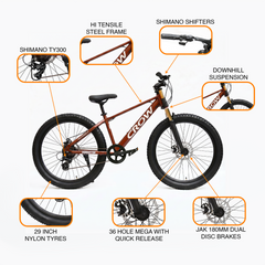 CROW Dominator PRO 21 Speed Mountain Bike for Boys | 15.5 Inch Frame | 27.5T Wheels | Double Crown Suspension | Jak Dual Disc | Stunt Cycle | Bicycle for Adults | Cycle for Boys