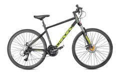 Cradiac Gunner PRO 21 Speed 6061 Alloy Hybrid Cycle 21 Geared Bicycle for Men with Front Lockout Suspension & Disc Brake Hybrid Bike | Ideal for 15+ Years, Unisex, Frame Size : 18.5 Inch, Grey