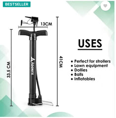 ADONYX Portable Bike Floor |120PSI with Multifunction Needle|Mini Ball, Bicycle Pump (Black)