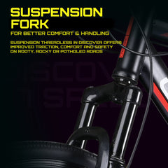 CRADIAC Discover PRO 7 Speed Steel High Performance Gear Hybrid Cycles for Men with Front Suspension & Disc Brakes | Ideal for 15+ Years, Unisex, Frame Size : 18.5 Inch | 700 * 35C Tires