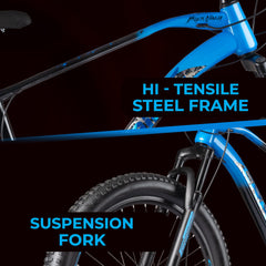 CRADIAC - Black Ninja Fat | 21 Speed Geared MTB Cycle| 26" Inch Mountain Bike | 26 * 300 Fat Tires | DISC Brakes | Suspension Fork | Hitensile Steel Frame | for 15+ Years Men/Boys/Girls, Front