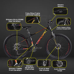 CRADIAC - Storm | 27 Speed Gear Mountain Bike | Zoom MASERA Lockout Suspension | 29" Inch MTB Cycle| Hydraulic Disc Brake | Aluminium Alloy Frame | for 15+ Years Men/Boys/Girls/Women