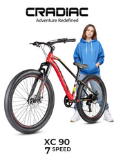 Cradiac XC 90 7 Speed High Performance Steel Mountain Cycles for Men with Front Suspension & Dual Disc Brake| 27.5 T 7 Geared MTB Bike | Ideal for 14+ Years, Unisex, Frame Size : 18.5 inch