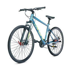 Cradiac Gunner PRO 21 Speed Aluminium Alloy Hybrid Cycle 21 Geared Bicycle for Men with Front Lockout Suspension & Disc Brake Hybrid Bike | Ideal for 15+ Years, Unisex, Frame Size : 18.5 Inch, Teal Blue