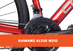 Cradiac Machine 21 Speed Aluminium Alloy Hybrid Cycle 21 Geared Bicycle for Men with Rigid Fork & Dual Disc Brake Hybrid Bike | Ideal for 15+ Years, Unisex, Frame Size : 19.5 Inch, Metalic Red