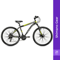 CRADIAC Hustler 21 Speed High Performance Mountain Cycle for Men with Front Suspension & Dual disc Brakes, 26 Inch Tire, Steel Frame MTB | Ideal for 12+ Years, Unisex, Frame Size - 18.5 Inch