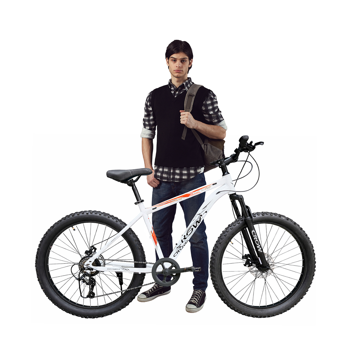CROW - ATOM PRO 7 Speed Gear Cycle for Boys |27.5" T Cycle for Boys 12 to 15 Years| Bicycle for Men Adult |MTB with Front Suspension & Dual disc Brakes | Unisex 26" INCH MTB