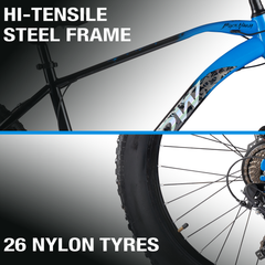 CROW Black Ninja Fat | 21 Speed Geared MTB Cycle| 26" Inch Mountain Bike | 26 * 300 Fat Tires | DISC Brakes | Suspension Fork | Hitensile Steel Frame | for 15+ Years Men/Boys/Girls,