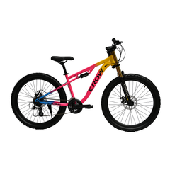 CROW - Rookie PRO 24 Speed | 26" Mountain Bicycle for Men with Down Hill Suspension Fork | Jak Dual disc Brakes | 24 Speed Gear Cycle for Boys with 5 to 5.4FT | 26 INCH Unisex MTB