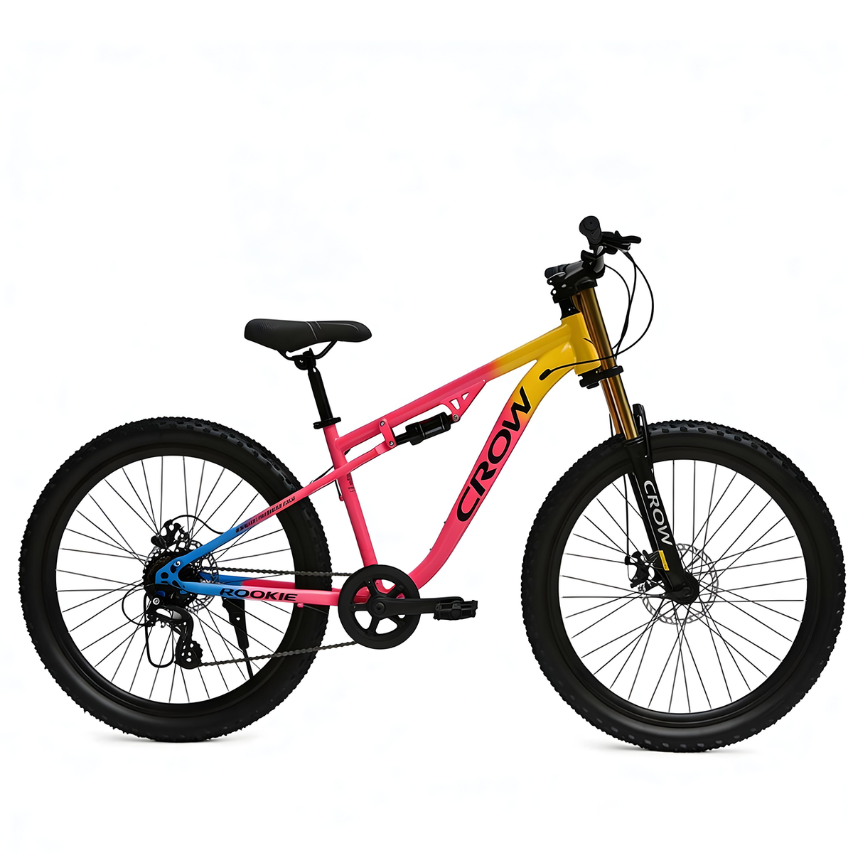 CROW - Rookie 8 Speed | 26" Mountain Bicycle for Men with Down Hill Suspension Fork | Jak Dual disc Brakes | 8 Speed Gear Cycle for Boys with 5 to 5.4FT