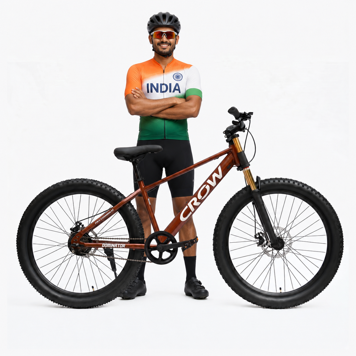 CROW Dominator PRO Single Speed Mountain Bike for Boys | 15.5 Inch Frame | 27.5T Wheels | Double Crown Suspension | Jak Dual Disc | Stunt Cycle | Bicycle for Adults | Cycle for Boys