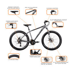 CROW - Legacy 24 Speed | 27.5 Inch Mountain Bike | 24 Speed Shimano Gear | Shimano Hydraulic Disc Brakes | SR Suntour Lockout Suspension | Aluminium Frame | Unisex | Ideal for 5.4 to 5.8 FT+