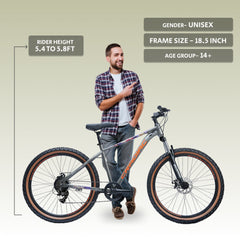 CRADIAC Dexter 7 Speed | 18.5 INCH HI-TENSILE Steel Frame | 27.5T Mountain Bike | Front Suspension | Dual DISC