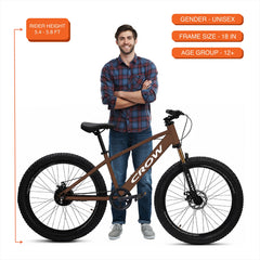 CROW Dominator Single Speed Cycle for Boys | 15.5 INCH Frame | 27.5T Mountain Bike | Double Crown Suspension | Jak Dual DISC | Stunt Cycle | Bicycle for Adults |Cycle for Boys 12 to 15 Years.