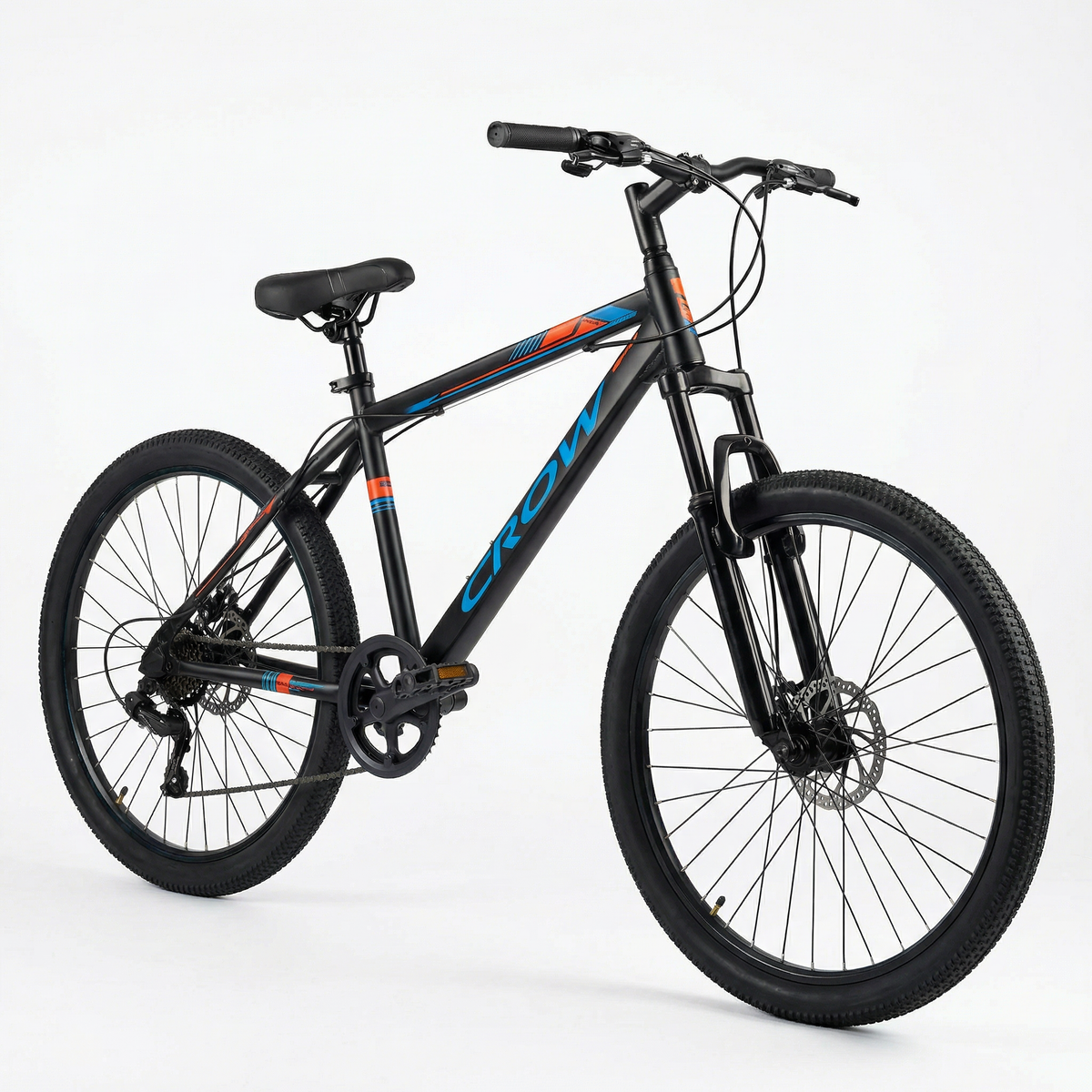 CROW Globetrotter 7 Speed MTB, 26 Inch Steel Geared High Performance Mountain Cycle for Men with Front Suspension & Dual disc Brakes | Ideal for 12+ Years, Unisex, Frame Size - 18.5 Inch