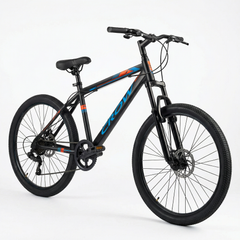 CROW Globetrotter 7 Speed MTB, 26 Inch Steel Geared High Performance Mountain Cycle for Men with Front Suspension & Dual disc Brakes | Ideal for 12+ Years, Unisex, Frame Size - 18.5 Inch