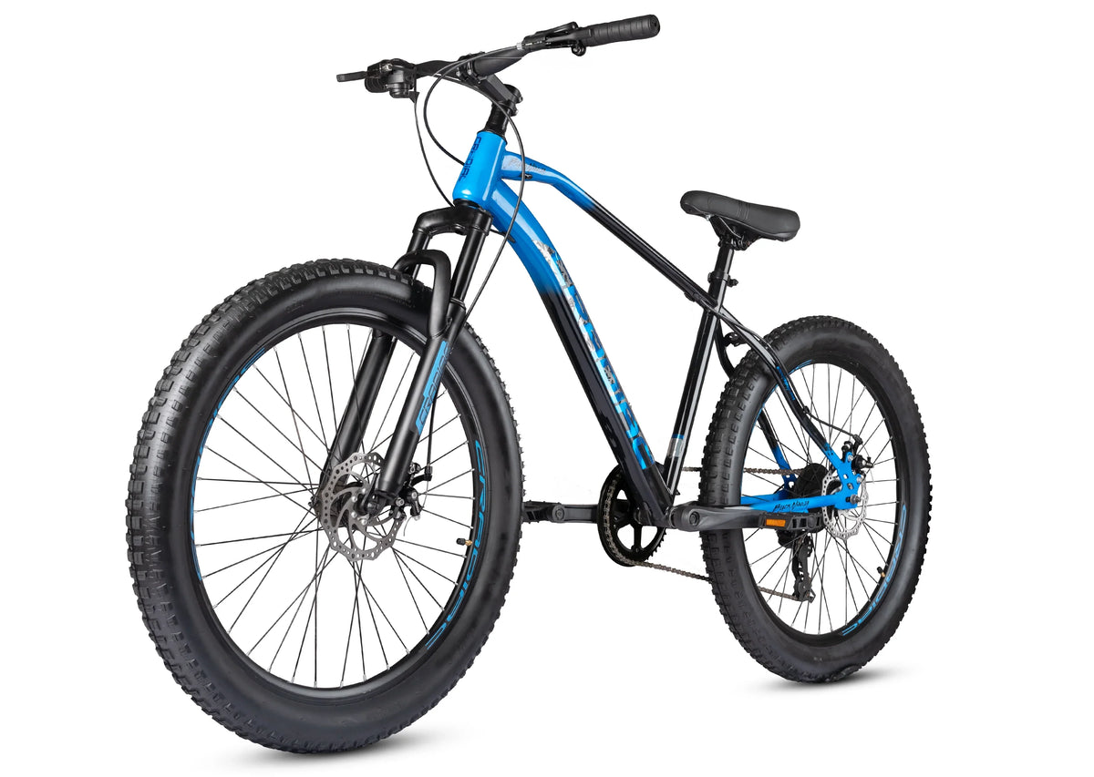 Cradiac Black Ninja Fat 7 Speed 26 Inch High Performance Mountain Cycle for Men with Front Suspension & Dual disc Brakes 7 Geared MTB Bike|Ideal for 12+ Years, Unisex, Frame Size - 18.5 Inch