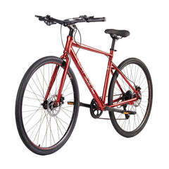 CRADIAC Machine X 8 Speed Aluminium Alloy Hybrid Cycle 8 Geared Bicycle for Men with Rigid Fork & Dual Disc Brake Hybrid Bike | Ideal for 15+ Years, Unisex, Frame Size : 19.5 Inch, Metalic Red