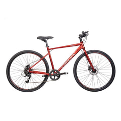 CRADIAC Machine X 8 Speed Aluminium Alloy Hybrid Cycle 8 Geared Bicycle for Men with Rigid Fork & Dual Disc Brake Hybrid Bike | Ideal for 15+ Years, Unisex, Frame Size : 19.5 Inch, Metalic Red