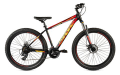 CRADIAC Rooster 21 Speed 6061 Alloy MTB Cycle 29T 21 Speed Gear Bicycle For Men With Front Lockout Suspension & Dual Disc Brake Mountain Bike | Ideal For 15+ Years, Unisex, 18 Inch, Black, Red
