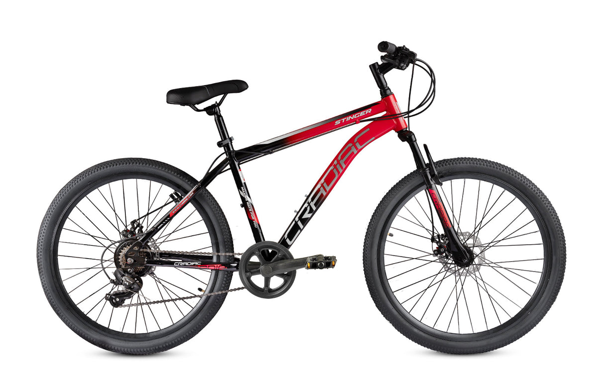 CRADIAC Stinger X7-7 Speed Cycle for Men with Dual Disc Brakes & Front Suspension Fork, 29 T 7 Speed Bicycle for Adults with Hitensile Steel Frame, Ideal for 12+ Years Unisex, 18.5 Inch Frame