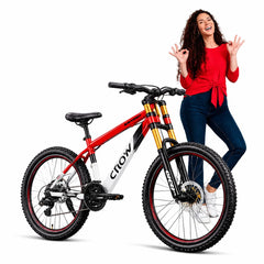 CROW - SNYPER PRO 24 Speed Gear Cycle for Men | Cycle for Boys | Steel Mountain Cycles for Men with Down Hill Suspension Fork &  Jak Dual disc Brakes | 24 Geared MTB Bike 29T | Ideal for 12+ Years, 24 Speed Gear Cycle for Boys with 5.8FT+