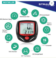 Strauss Computer Odometer with LCD Display|Auto Sleep & Wake up Mode Wired Cyclocomputer