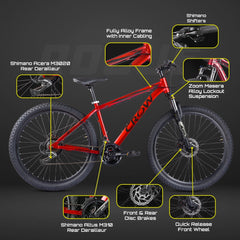 CROW - Rogue PRO | 29T MTB 21 Gear Cycle for Boys & Adults | 29 Inch Bicycle for Men (Mountain Bike) Gear Cycle 21 Speed with Disc Brake & Zoom Lockout Suspension | 15+ Years | 5.8+ FT