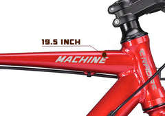 Cradiac Machine LITE 21 Speed Aluminium Alloy Hybrid Cycle 21 Geared Bicycle for Men with Rigid Fork & Dual Disc Brake Hybrid Bike | Ideal for 15+ Years, Unisex, Frame Size : 19.5 Inch, Metalic Red