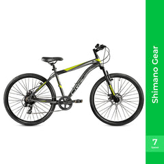 CRADIAC Hustler 7 Speed 26 inch Steel Geared High Performance Mountain Cycle for Men with Front Suspension & Dual disc Brakes | Ideal for 12+ Years, Unisex, Frame Size - 18.5 Inch