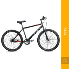 CRADIAC - City Single Speed Cycle | 26" Inch City Bike | Rigid Fork| 18.5 Inch High Performance hitensile Steel Frame |Front Tyre with QR | Ideal for 12+ Years Boys/Men/Girls