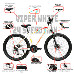 CROW - Viper MAX 24 Speed Aluminium Cycle 27.5T 24 Geared Bicycle for Men with Front Zoom Lockout Suspension & Jak Dual Disc Brake Mountain Bike | Ideal for 14+ Years, Unisex.